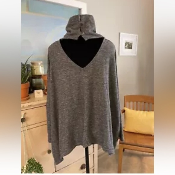Turtleneck Sweater Akira Chicago M Top Red Label Exposed Back Crop Button Gray - Picture 5 of 8